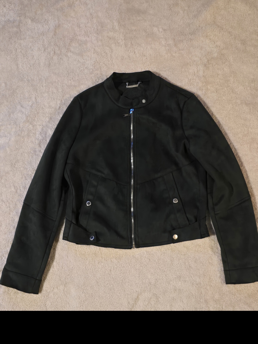 Jou Jou Crop Jacket Full Zip Lined Stand-Up Collar Size M